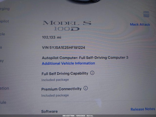 5YJSA1E25HF191224 Tesla MODEL S