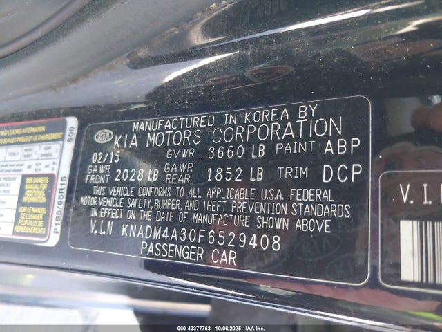 KIA dohc gamma 2015 KNADM4A30F6529408 Image 9