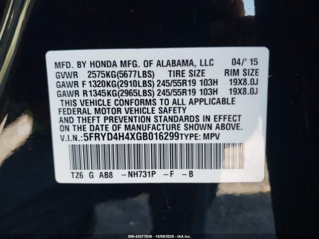 2016 ACURA MDX 5FRYD4H4XGB016299 Photo 8