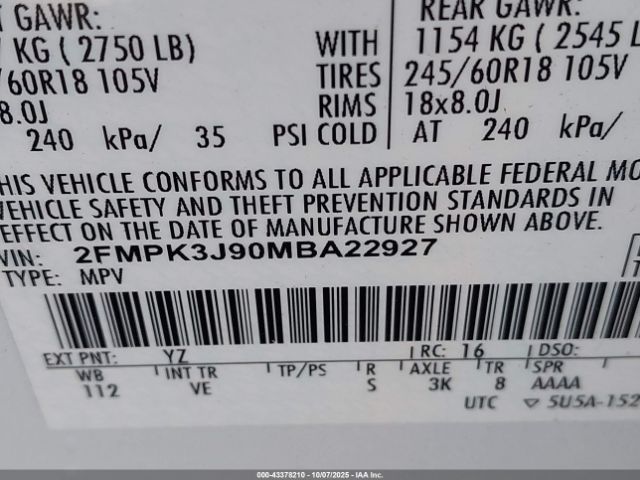 2021 FORD EDGE 2FMPK3J90MBA22927 Photo 8