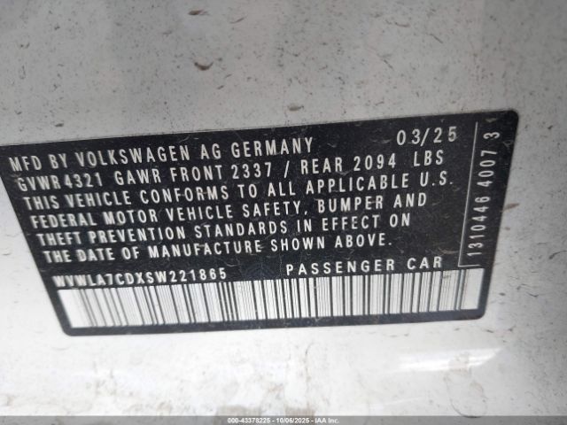 2025 VOLKSWAGEN GOLF GTI WVWLA7CDXSW221865 Photo 8