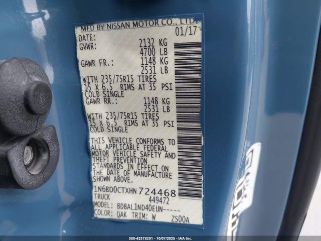 Nissan Frontier 2017 1N6BD0CTXHN724468 Image 9