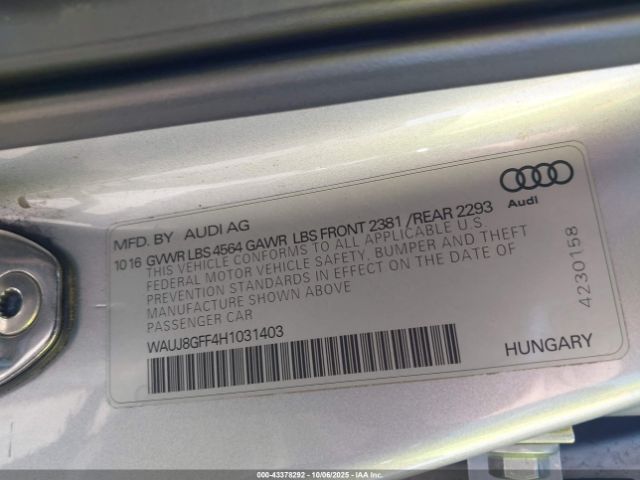 2017 AUDI A3 WAUJ8GFF4H1031403 Photo 8
