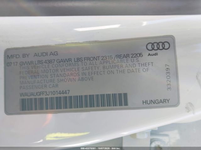 2018 AUDI A3 WAUAUGFF3J1014447 Photo 8