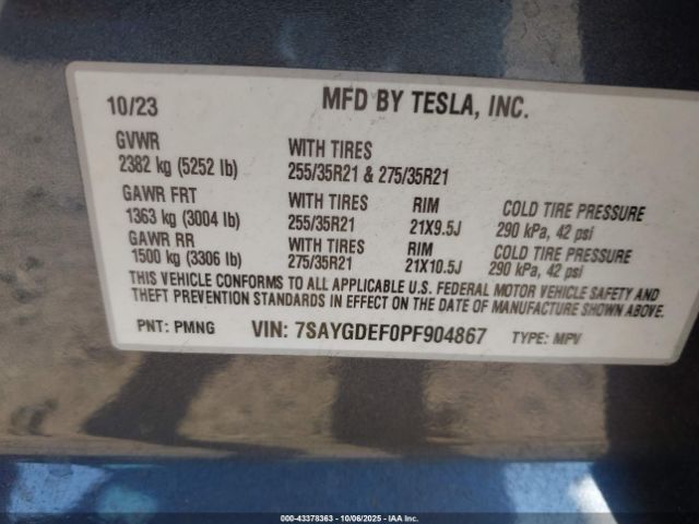 2023 TESLA MODEL Y 7SAYGDEF0PF904867 Photo 8