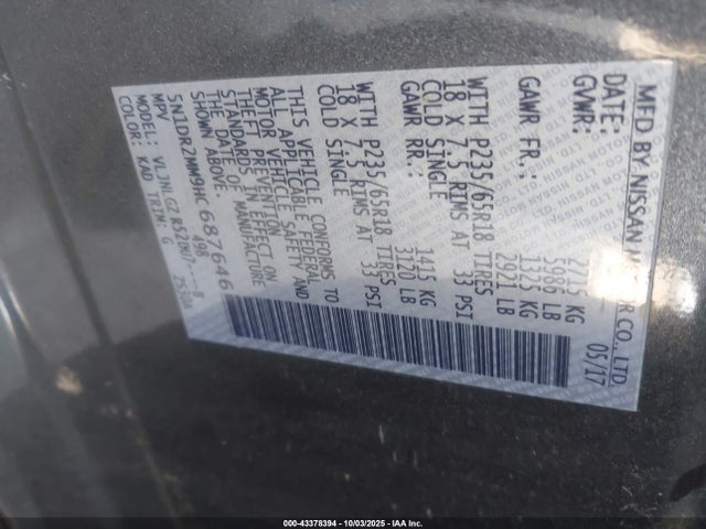 5N1DR2MM9HC687646 Nissan 2017