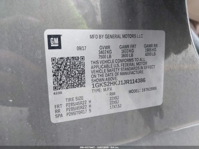 2018 GMC YUKON XL 1GKS2HKJ1JR114386 Photo 8