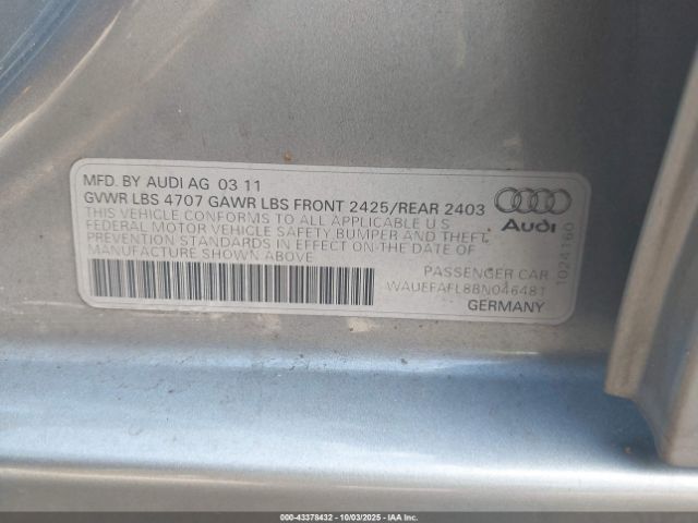 2011 AUDI A4 WAUEFAFL8BN046481 Photo 8