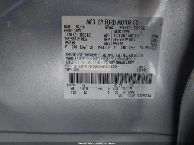 Ford 2016 2016 2FMPK3K95GBB22119 Image 9