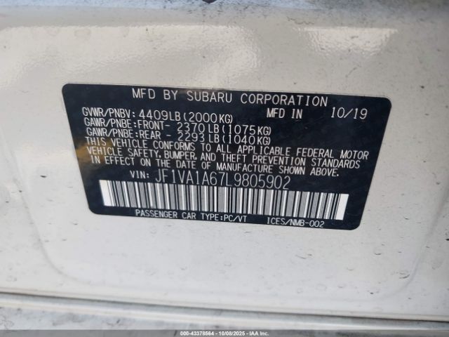 2020 SUBARU WRX JF1VA1A67L9805902 Photo 8