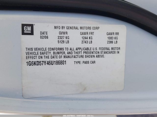 2006 CADILLAC DTS 1G6KD57Y46U186801 Photo 8