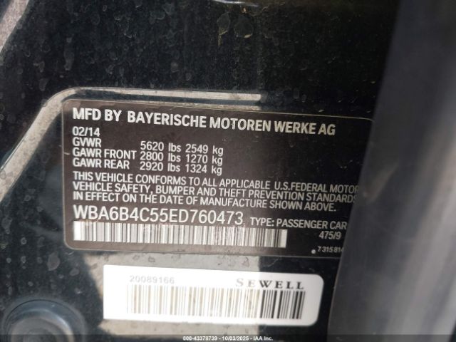 2014 BMW 650I GRAN COUPE WBA6B4C55ED760473 Photo 8