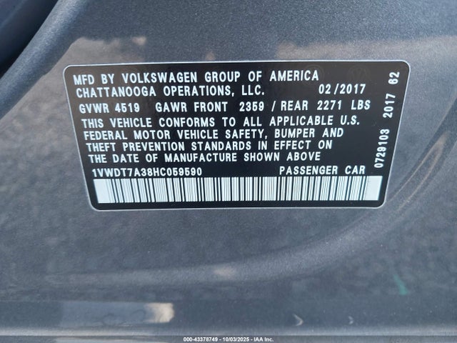 Volkswagen tsi 2017 1VWDT7A38HC059590 Image 9