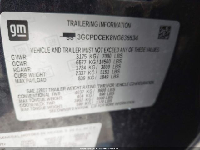 2022 CHEVROLET SILVERADO 1500 3GCPDCEK8NG635534 Photo 8