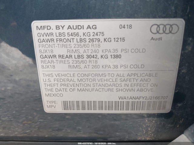2018 AUDI Q5 WA1ANAFY2J2166707 Photo 8