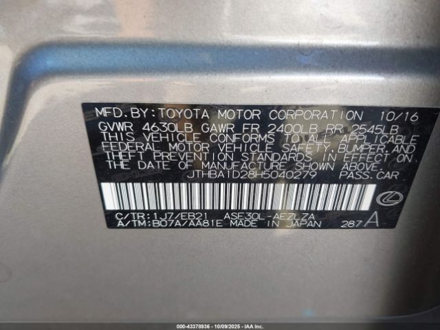 2017 LEXUS IS 200T JTHBA1D28H5040279 Photo 8