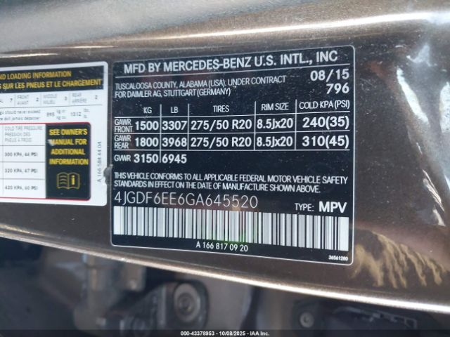 2016 MERCEDES-BENZ GL 450 4JGDF6EE6GA645520 Photo 8