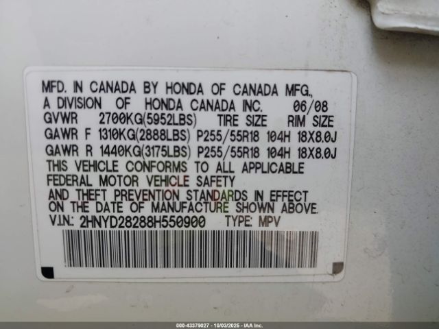 2008 ACURA MDX 2HNYD28288H550900 Photo 8