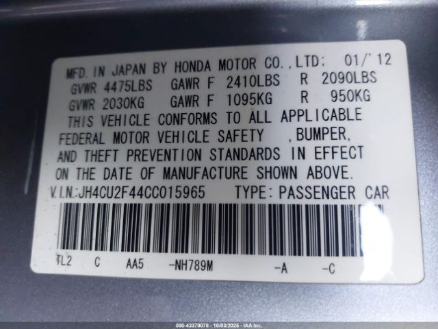 2012 ACURA TSX JH4CU2F44CC015965 Photo 8