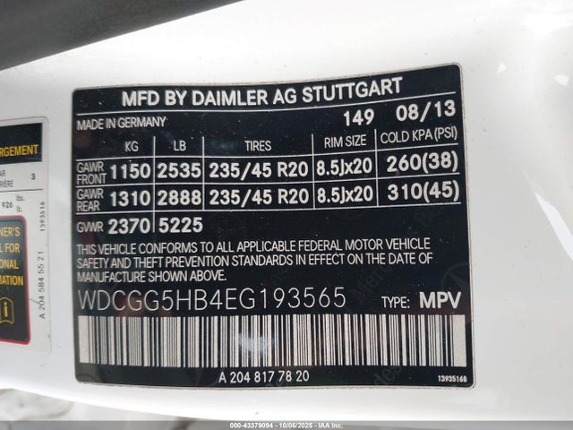 WDCGG5HB4EG193565 Mercedes-Benz 2014