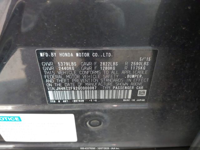 2016 ACURA RLX SPORT HYBRID JH4KC2F92GC000087 Photo 8