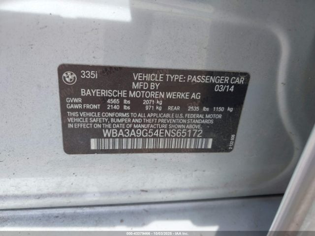 2014 BMW 335I WBA3A9G54ENS65172 Photo 8