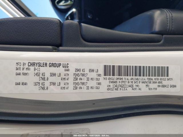 2012 JEEP GRAND CHEROKEE 1C4RJFAG2CC114426 Photo 8