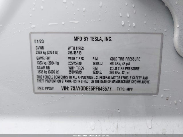 2023 TESLA MODEL Y 7SAYGDEE5PF646577 Photo 8