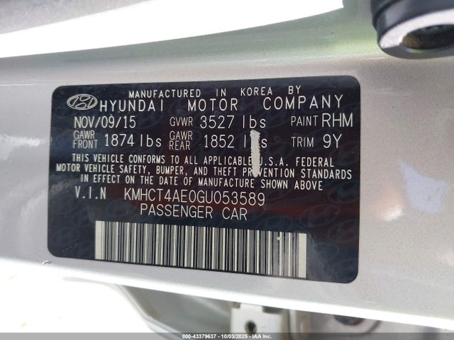 Hyundai dohc gdi gamma 2016 KMHCT4AE0GU053589 Image 9