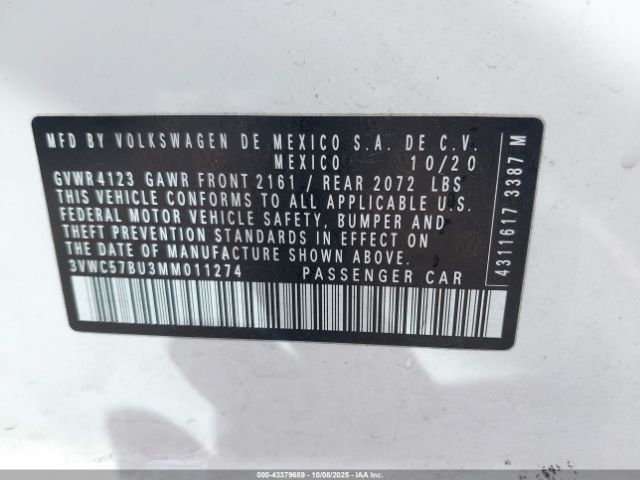 2021 VOLKSWAGEN JETTA 3VWC57BU3MM011274 Photo 8