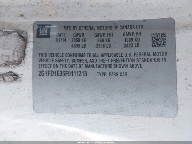 Chevrolet lfx 2015 2G1FD1E36F9111313 Image 9