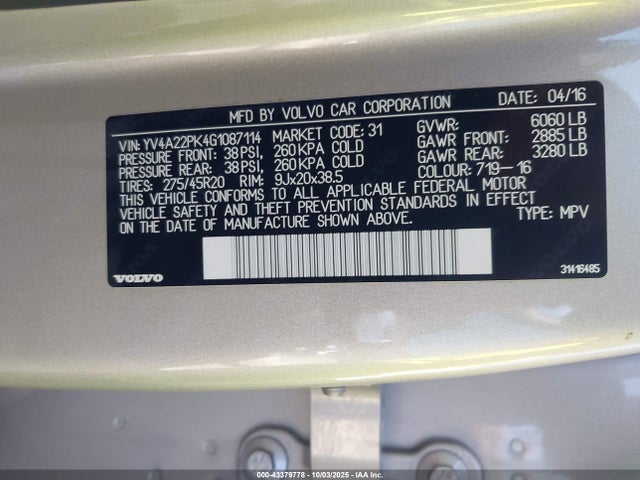 Volvo b4204t27 2016 YV4A22PK4G1087114 Image 9
