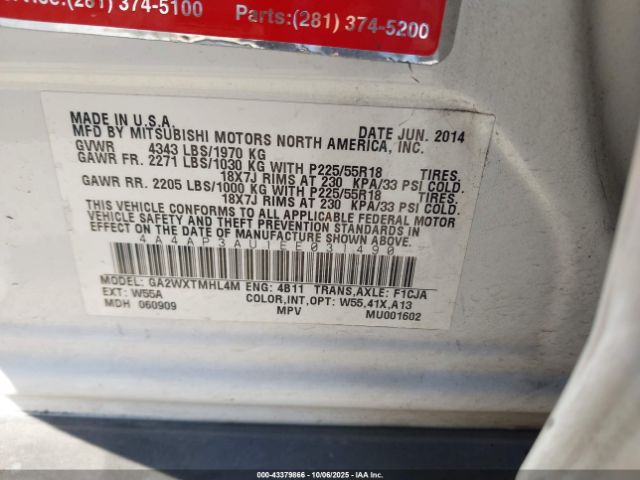 2014 MITSUBISHI OUTLANDER SPORT 4A4AP3AU1EE031490 Photo 8