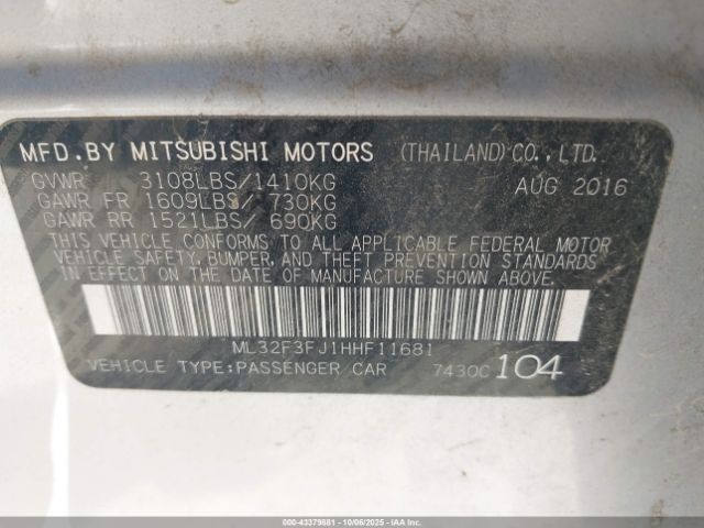 2017 MITSUBISHI MIRAGE G4 ML32F3FJ1HHF11681 Photo 8