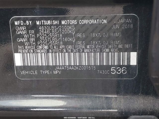 2019 MITSUBISHI ECLIPSE CROSS JA4AT5AA2KZ001515 Photo 8