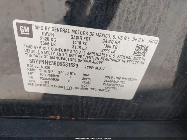 2013 CADILLAC SRX 3GYFNHE38DS531520 Photo 8