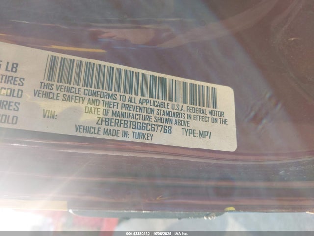 43380332 :رقم المزاد ، ZFBERFBT9G6C67768 vin ، 2016 Ram Promaster City Tradesman Slt مزاد بيع