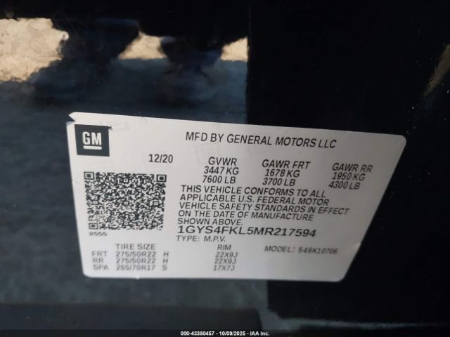 2021 CADILLAC ESCALADE 1GYS4FKL5MR217594 Photo 8