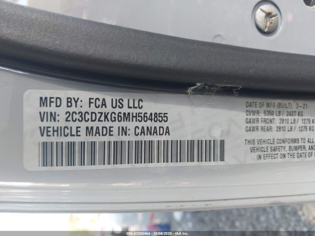 2021 DODGE CHALLENGER 2C3CDZKG6MH564855 Photo 8