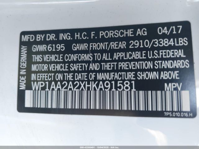 2017 PORSCHE CAYENNE WP1AA2A2XHKA91581 Photo 8