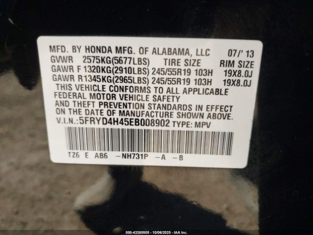 2014 ACURA MDX 5FRYD4H45EB008902 Photo 8