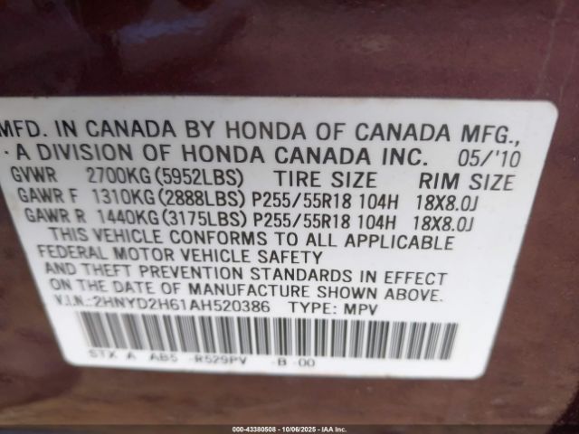 2010 ACURA MDX 2HNYD2H61AH520386 Photo 8
