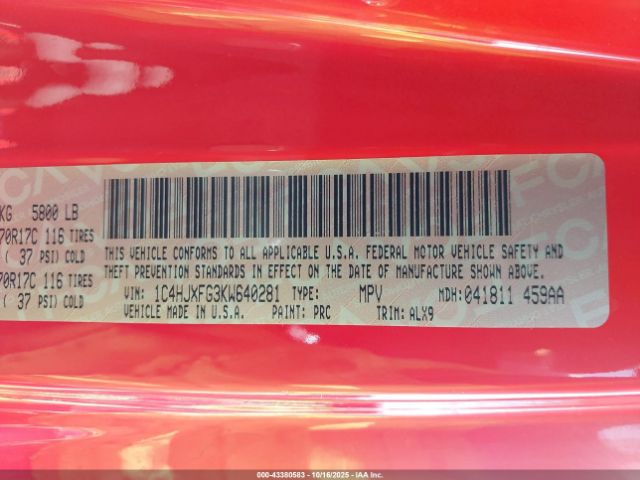 2019 JEEP WRANGLER UNLIMITED 1C4HJXFG3KW640281 Photo 8