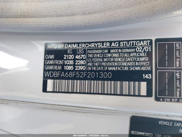 2002 MERCEDES-BENZ SL 500 WDBFA68F52F201300 Photo 8