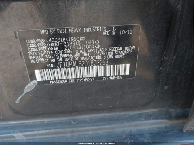 2013 SUBARU IMPREZA JF1GPAL62D1803253 Photo 8
