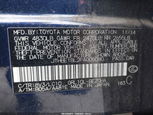 2015 LEXUS GS 350 JTHBE1BL2FA005080 Photo 8