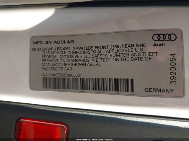 Audi 45 tfsi (2.0t) 2025 WAUDACF55SA005031 Image 9
