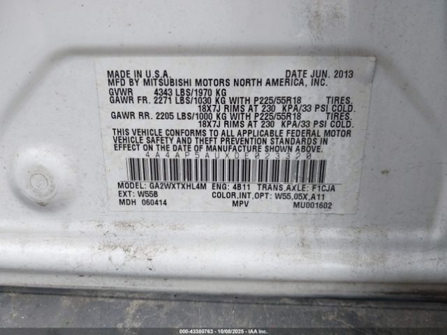 2013 MITSUBISHI OUTLANDER SPORT 4A4AP5AUXDE023320 Photo 8