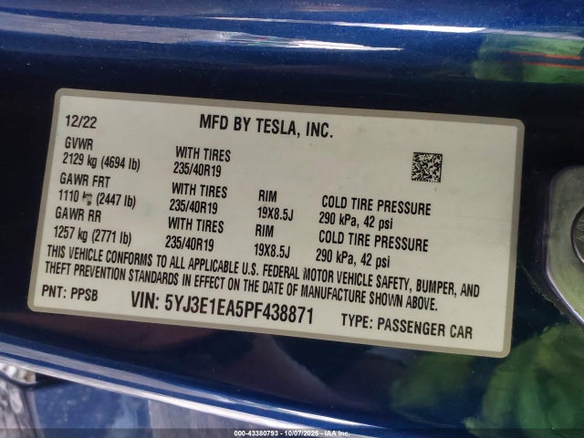 2023 TESLA MODEL 3 5YJ3E1EA5PF438871 Photo 8