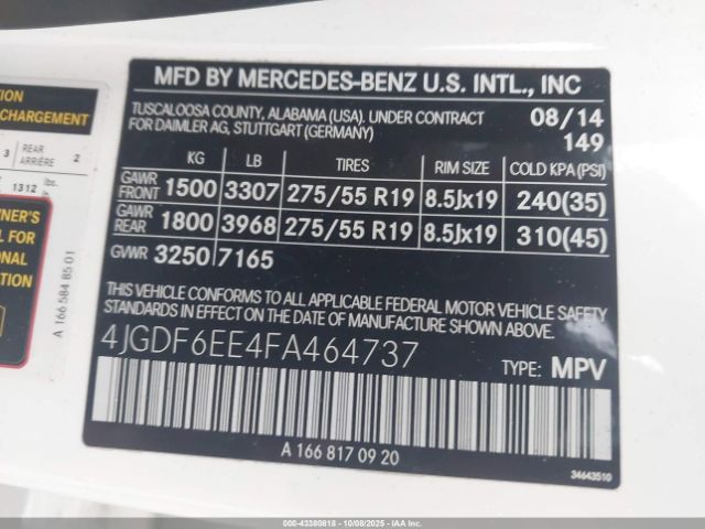 2015 MERCEDES-BENZ GL 450 4JGDF6EE4FA464737 Photo 8